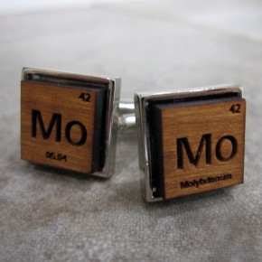 Molybdenum cufflinks Wooden periodic table element cufflinks