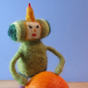 Needle felted Prince of All Cosmos with LED antenna