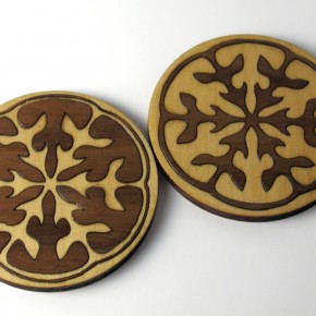 Seed Pod coasters Wooden coasters with laser cut inlay